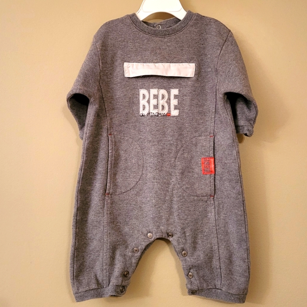Mini Man grey footless romper/footie